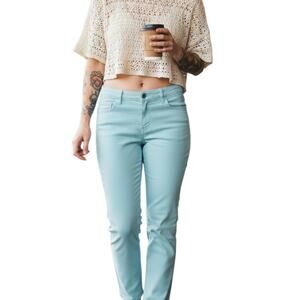 DL1961 Nick Classic Slim Jeans Woman 32x33 Seaside Baby Blue 360 Comfort Stretch